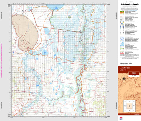 Lake Tandou 7332 Topographic Map 1:100k | Mapworld