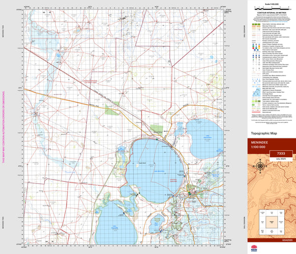Menindee 7333 Topographic Map 1:100k