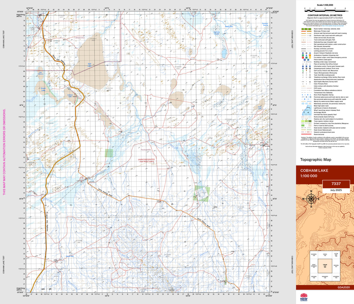 Cobham Lake 7337 Topographic Map 1:100k | Mapworld