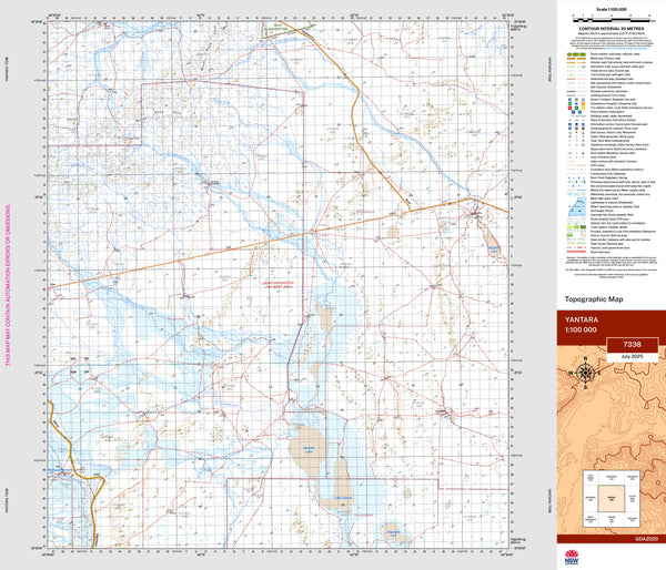 Yantara 7338 Topographic Map 1:100k | Mapworld