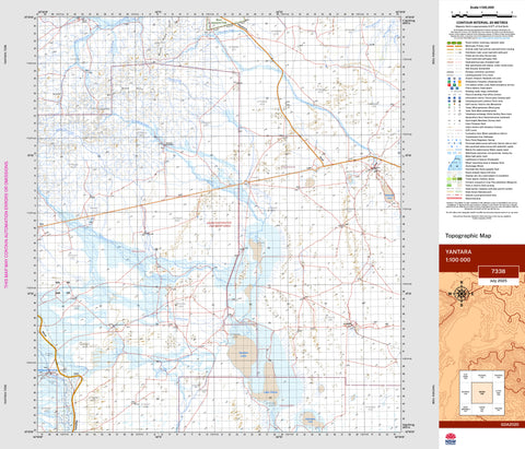 Yantara 7338 Topographic Map 1:100k