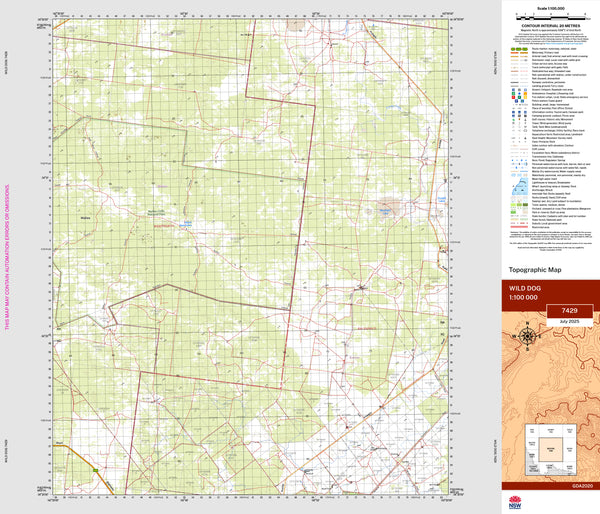 Wild Dog 7429 Topographic Map 1:100k