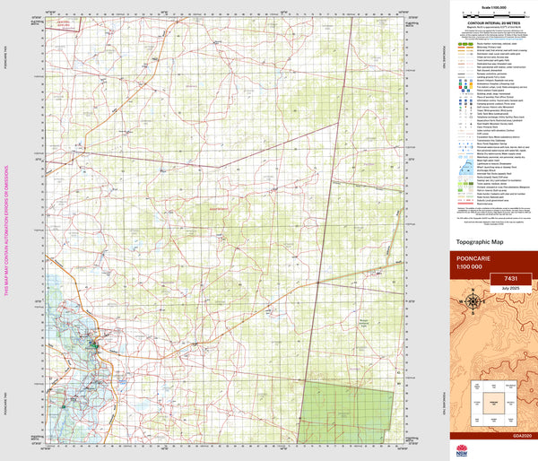Pooncarie 7431 Topographic Map 1:100k | Mapworld