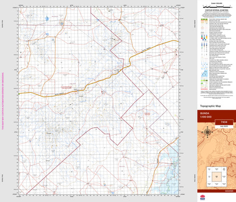 Bunda 7434 Topographic Map 1:100k