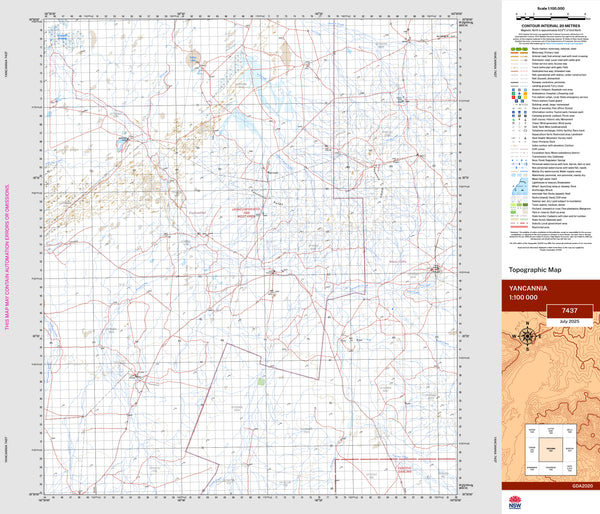 Yancannia 7437 Topographic Map 1:100k | Mapworld
