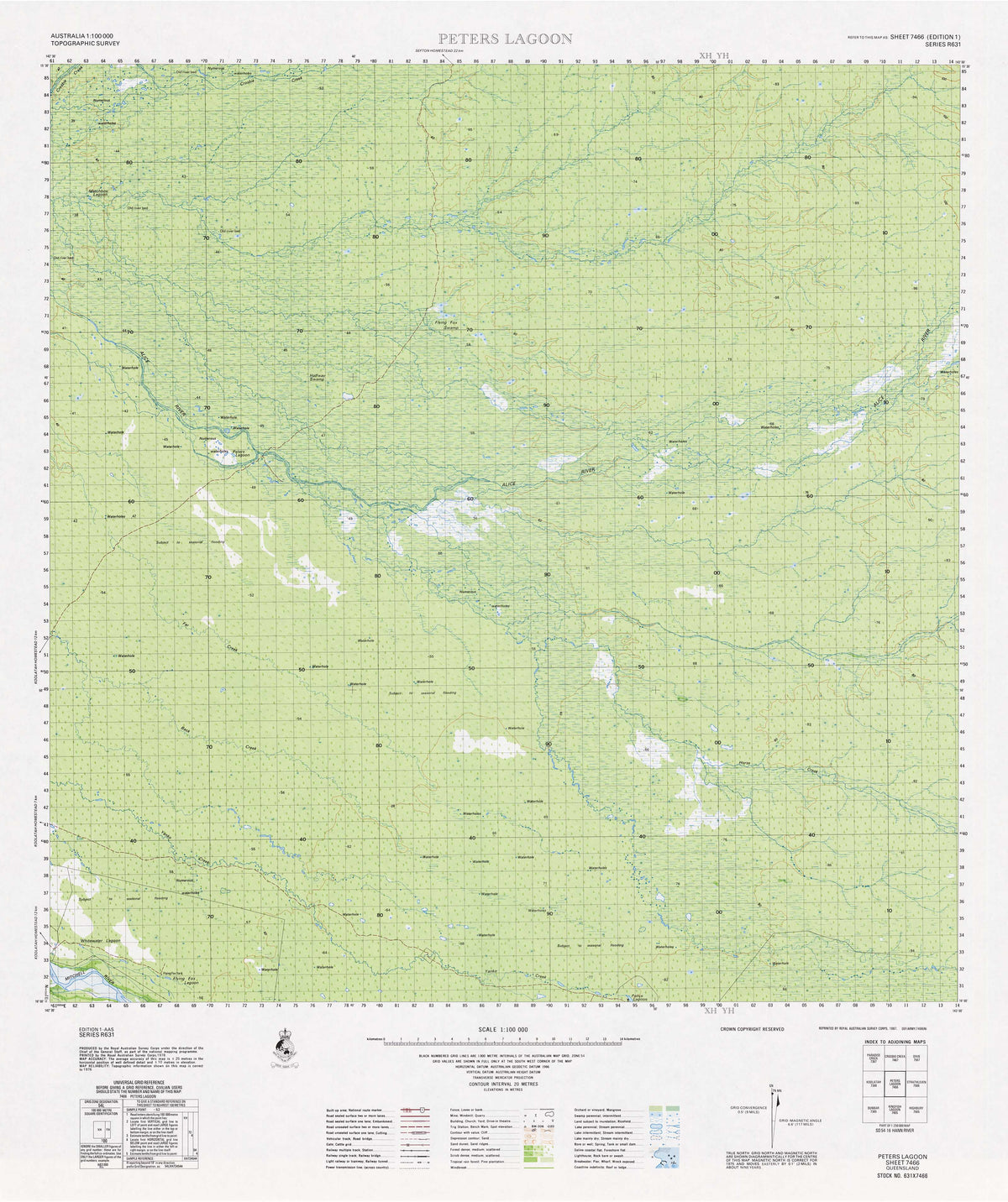 7466 Peters Lagoon 1:100k Topographic Map | Mapworld