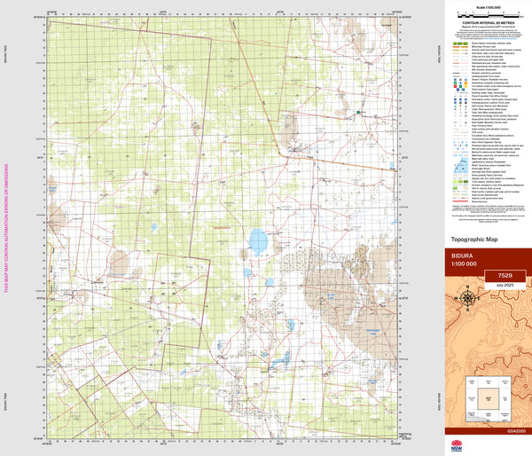 Bidura 7529 Topographic Map 1:100k