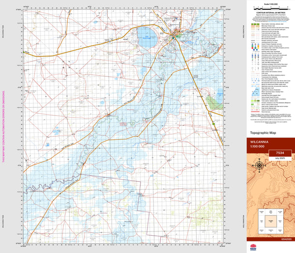 Wilcannia 7534 Topographic Map 1:100k