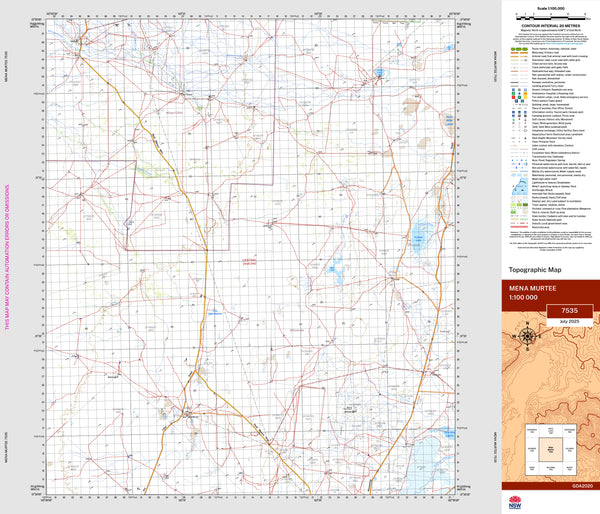 Mena Murtee 7535 Topographic Map 1:100k | Mapworld