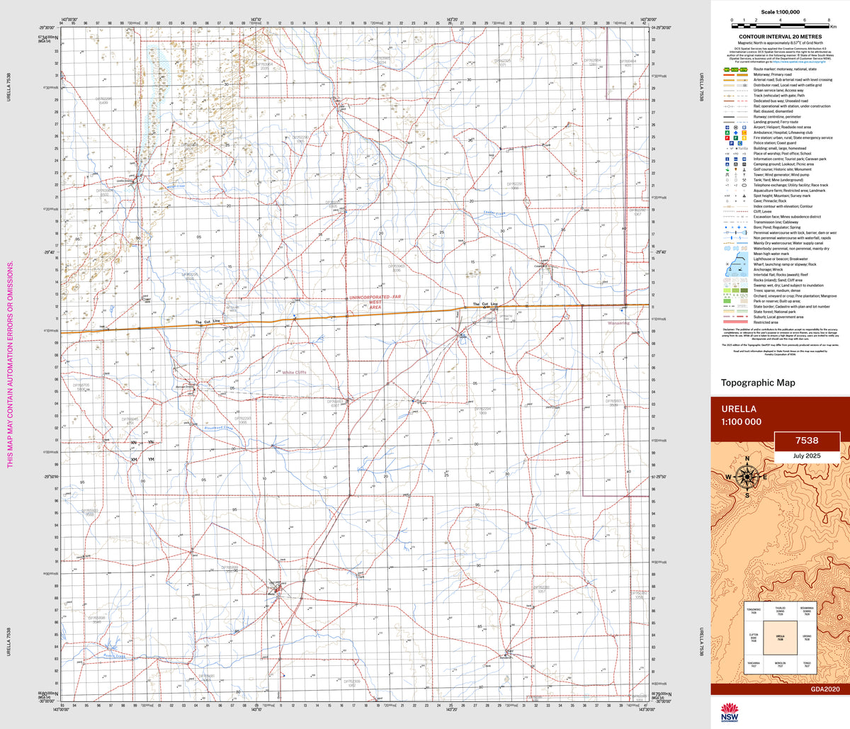 Urella 7538 Topographic Map 1:100k | Mapworld