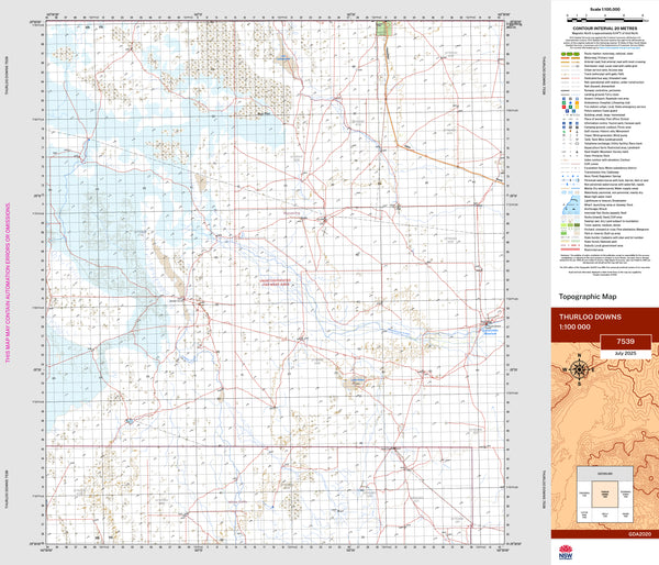 Thurloo Downs 7539 Topographic Map 1:100k | Mapworld