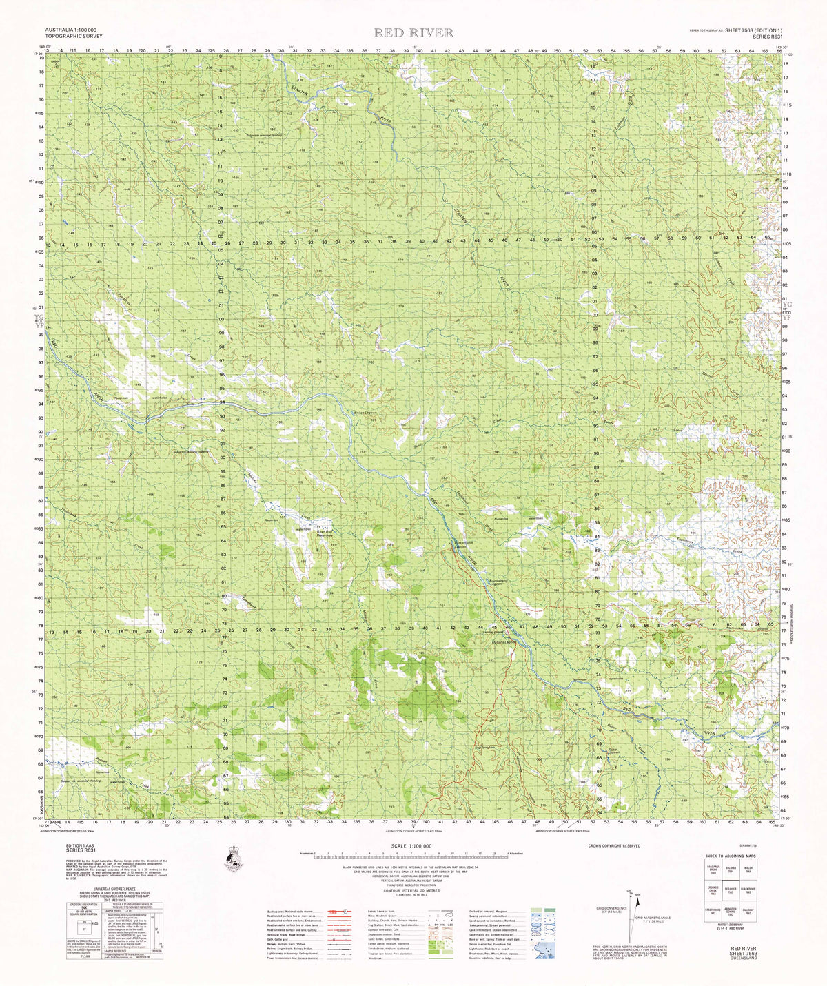 7563 Red River 1:100k Topographic Map | Mapworld