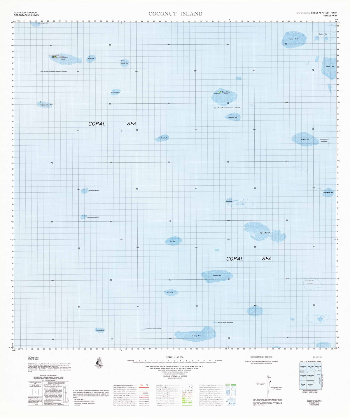 7577 Coconut Island 1:100k Topographic Map | Mapworld