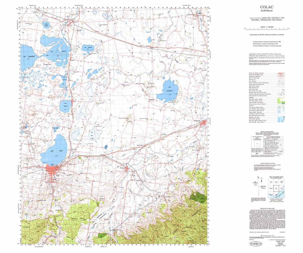 7621 Colac 1:100k Topographic Map | Mapworld