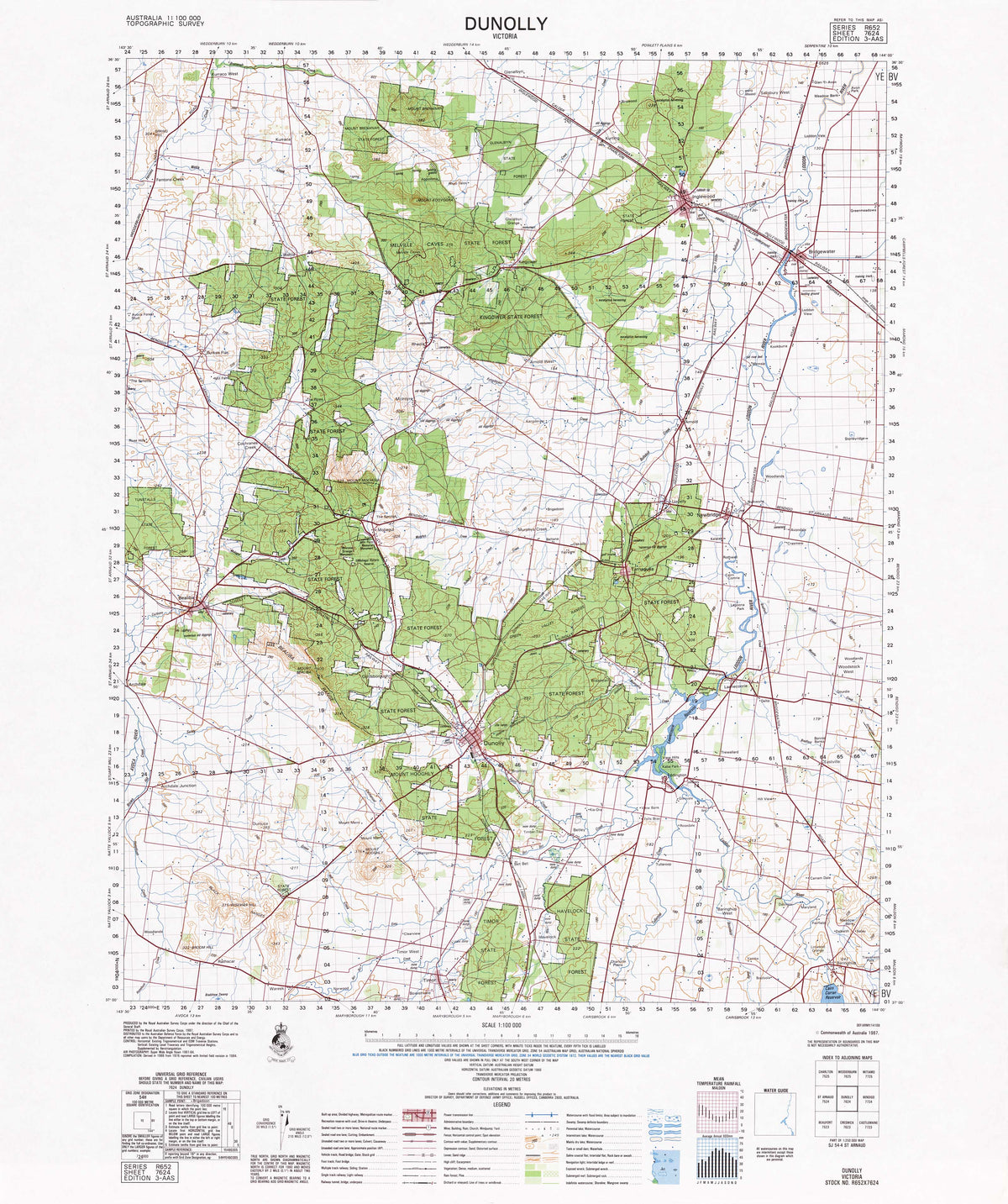 7624 Dunolly 1:100k Topographic Map | Mapworld