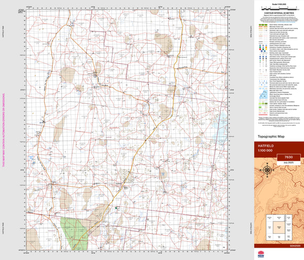 Hatfield 7630 Topographic Map 1:100k