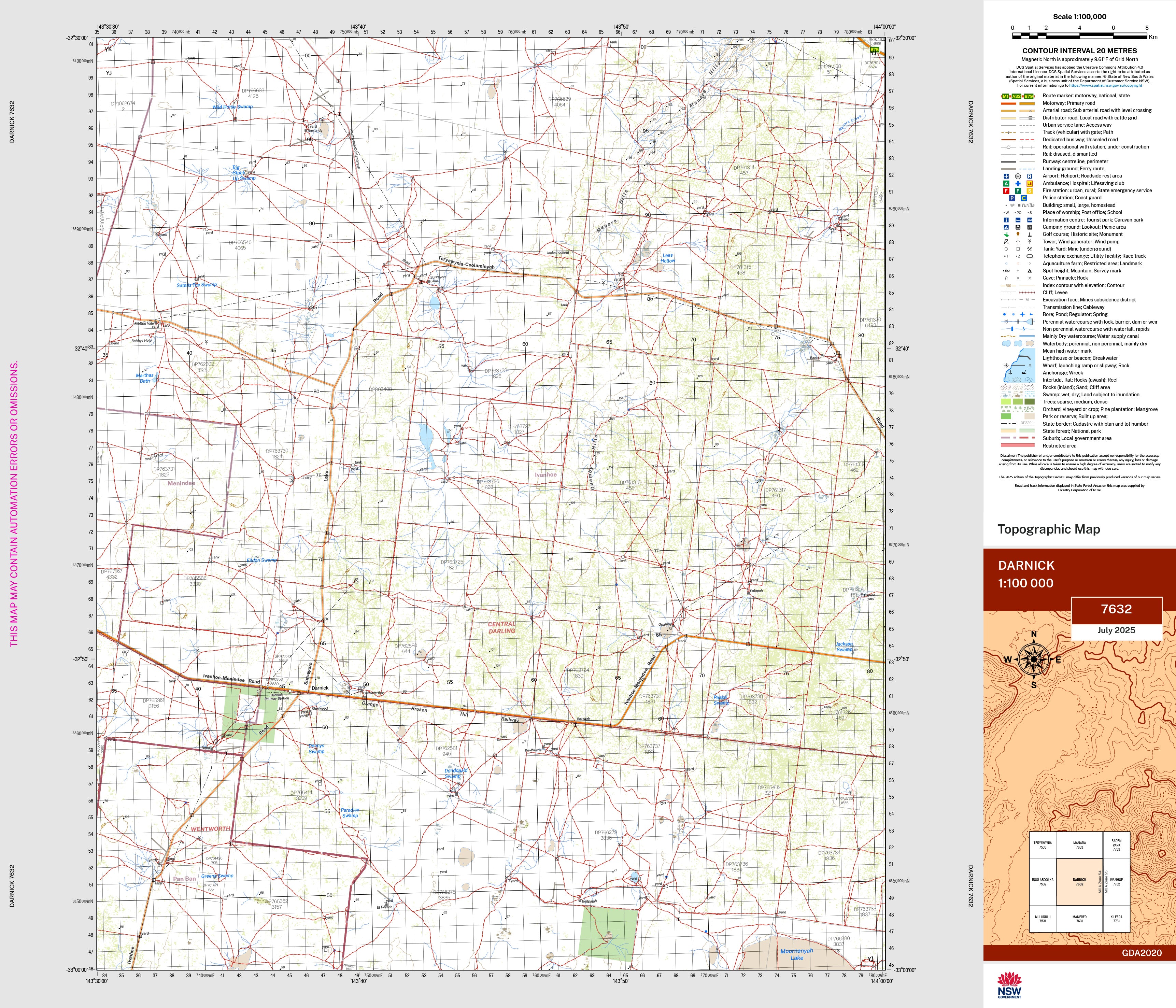 Darnick Map Darnick 7632 Topographic Map 1:100k | Mapworld