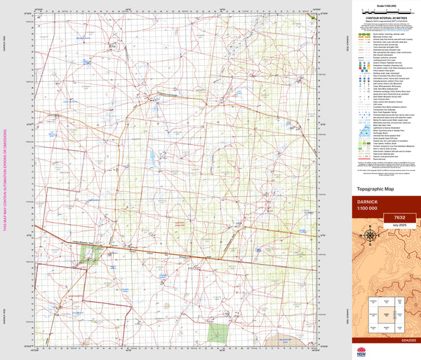 Darnick 7632 Topographic Map 1:100k