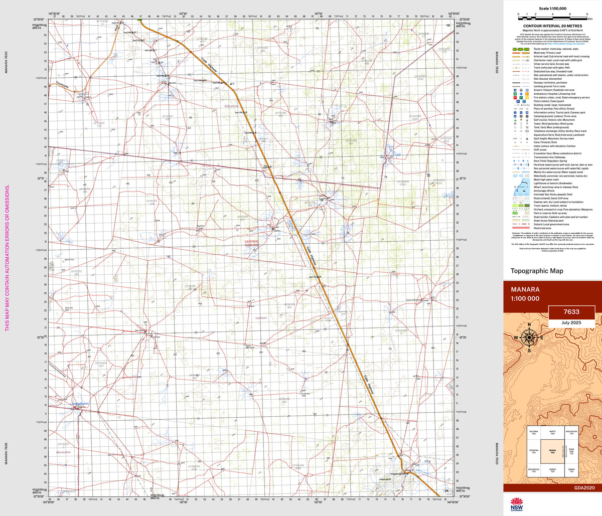 Manara 7633 Topographic Map 1:100k | Mapworld