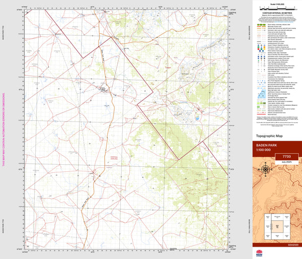Baden Park 7733 Topographic Map 1:100k