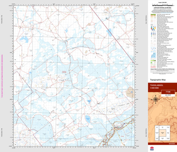Thoolabool 7736 Topographic Map 1:100k | Mapworld