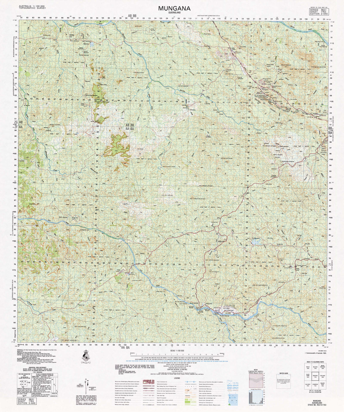 7763 Mungana 1:100k Topographic Map | Mapworld