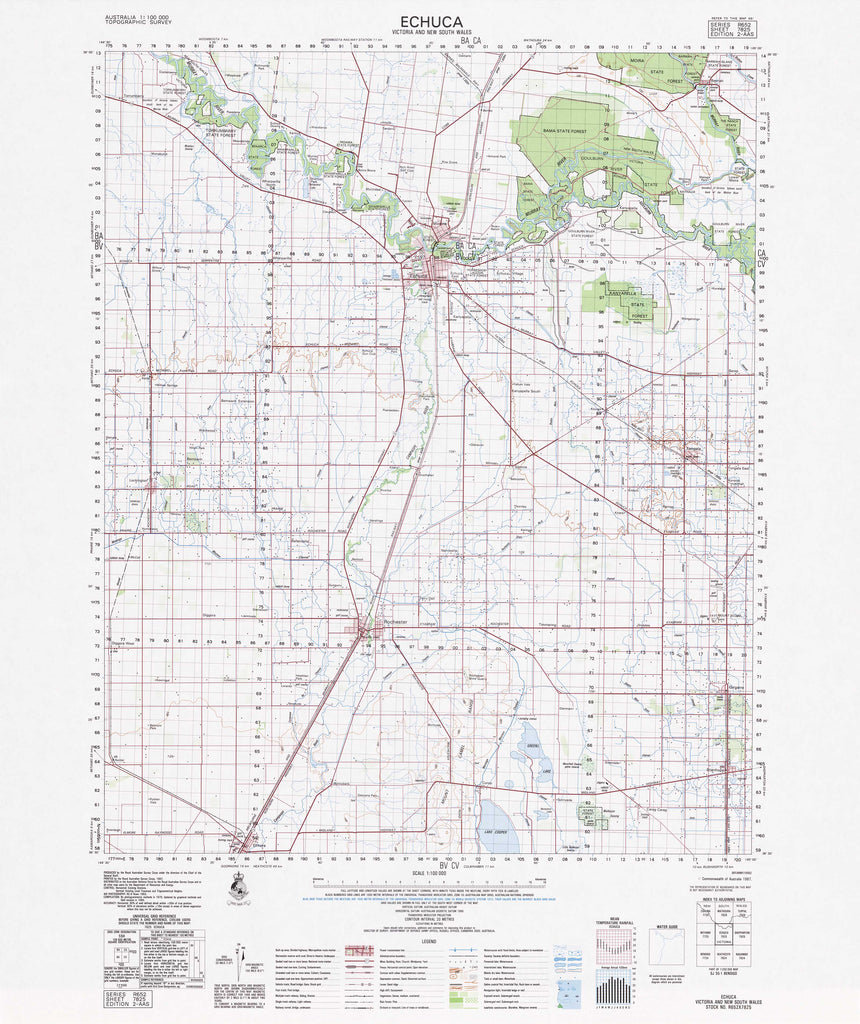 Echuca Postcode 7825 Echuca 1:100k Topographic Map | Mapworld