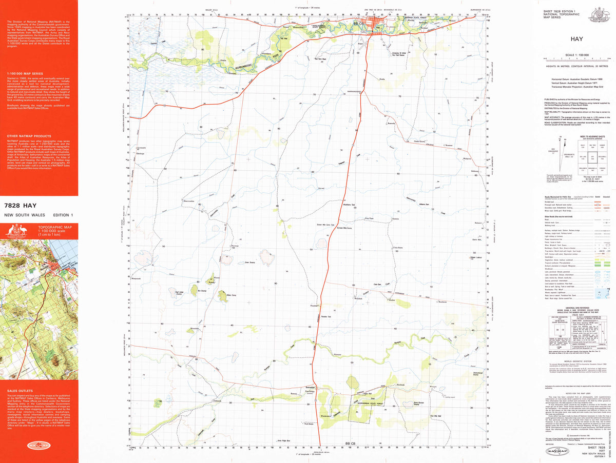 7828 Hay 1:100k Topographic Map | Mapworld