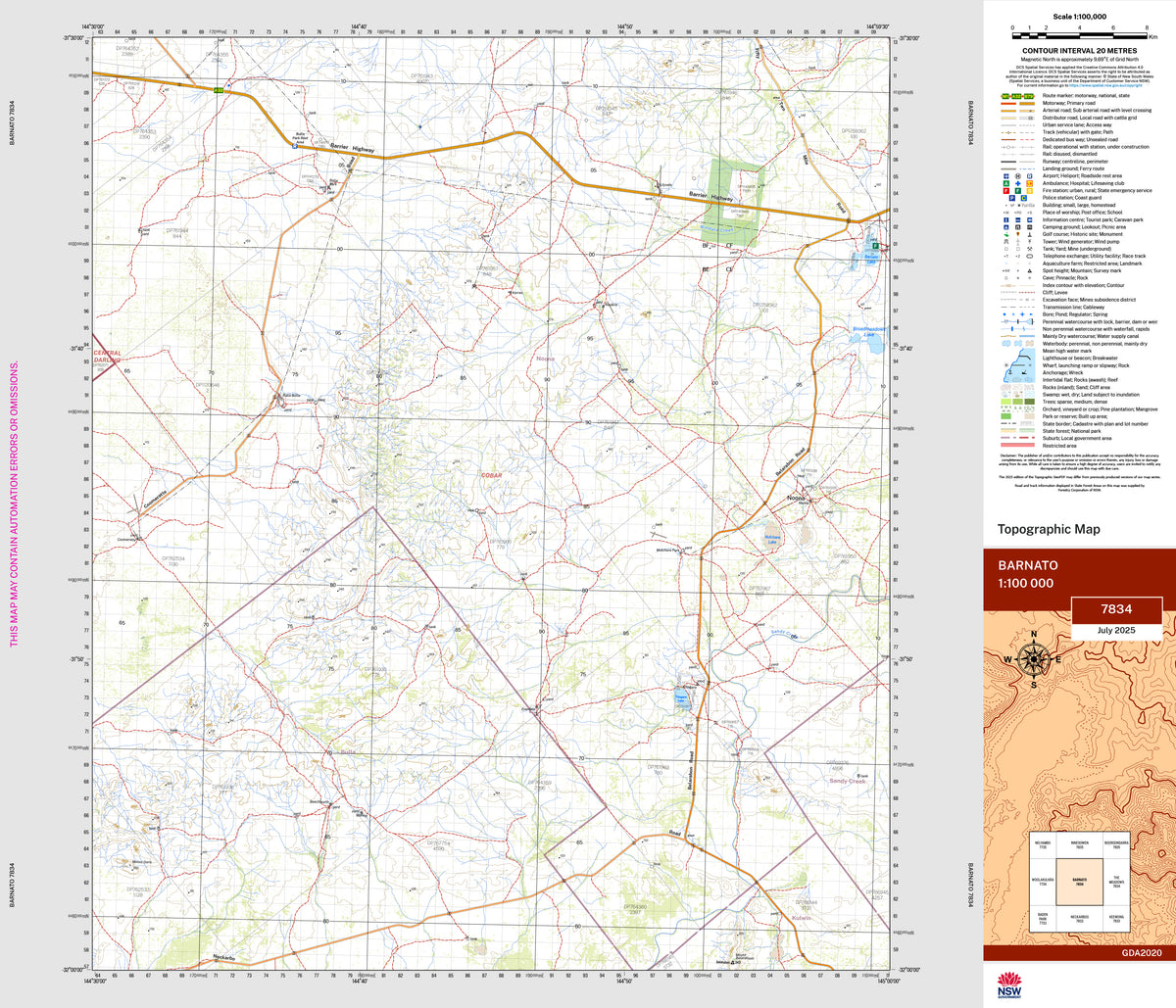 Barnato 7834 Topographic Map 1:100k | Mapworld