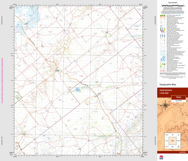 Innesowen 7835 Topographic Map 1:100k