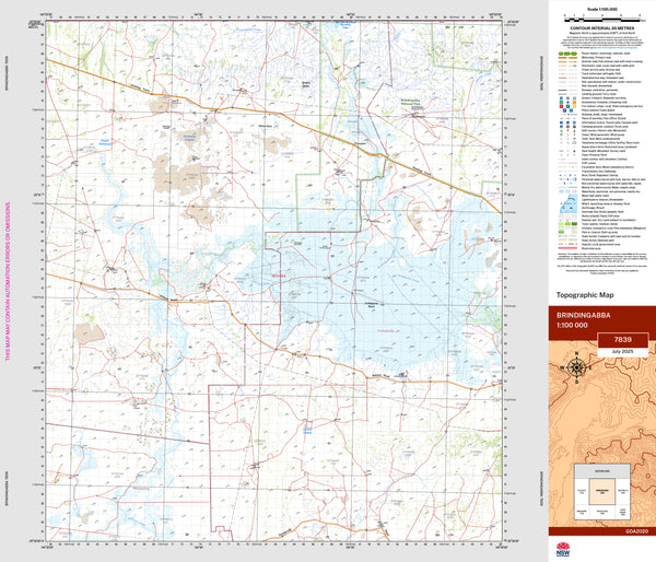 Brindingabba 7839 Topographic Map 1:100k