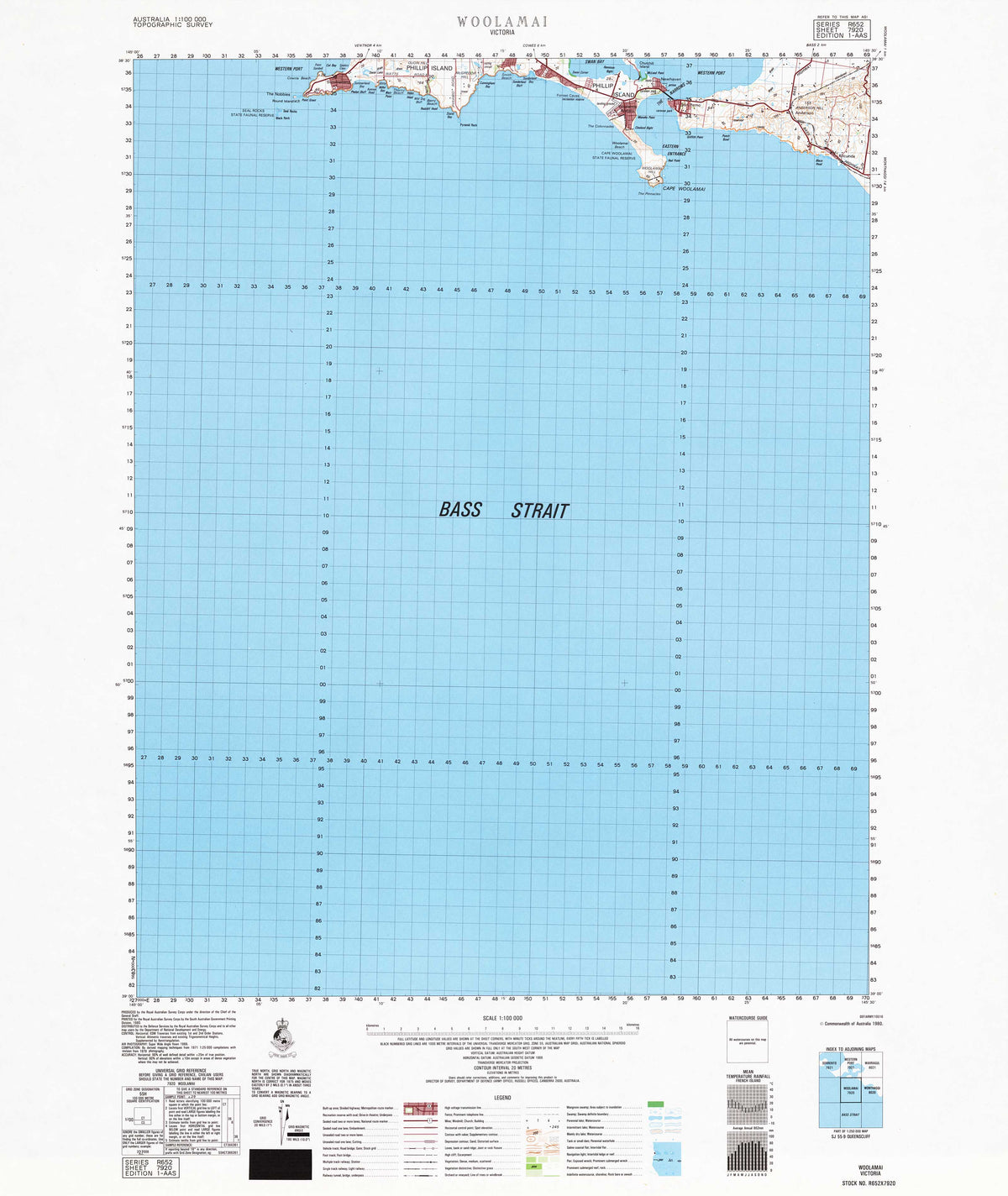 7920 Woolamai 1:100k Topographic Map | Mapworld