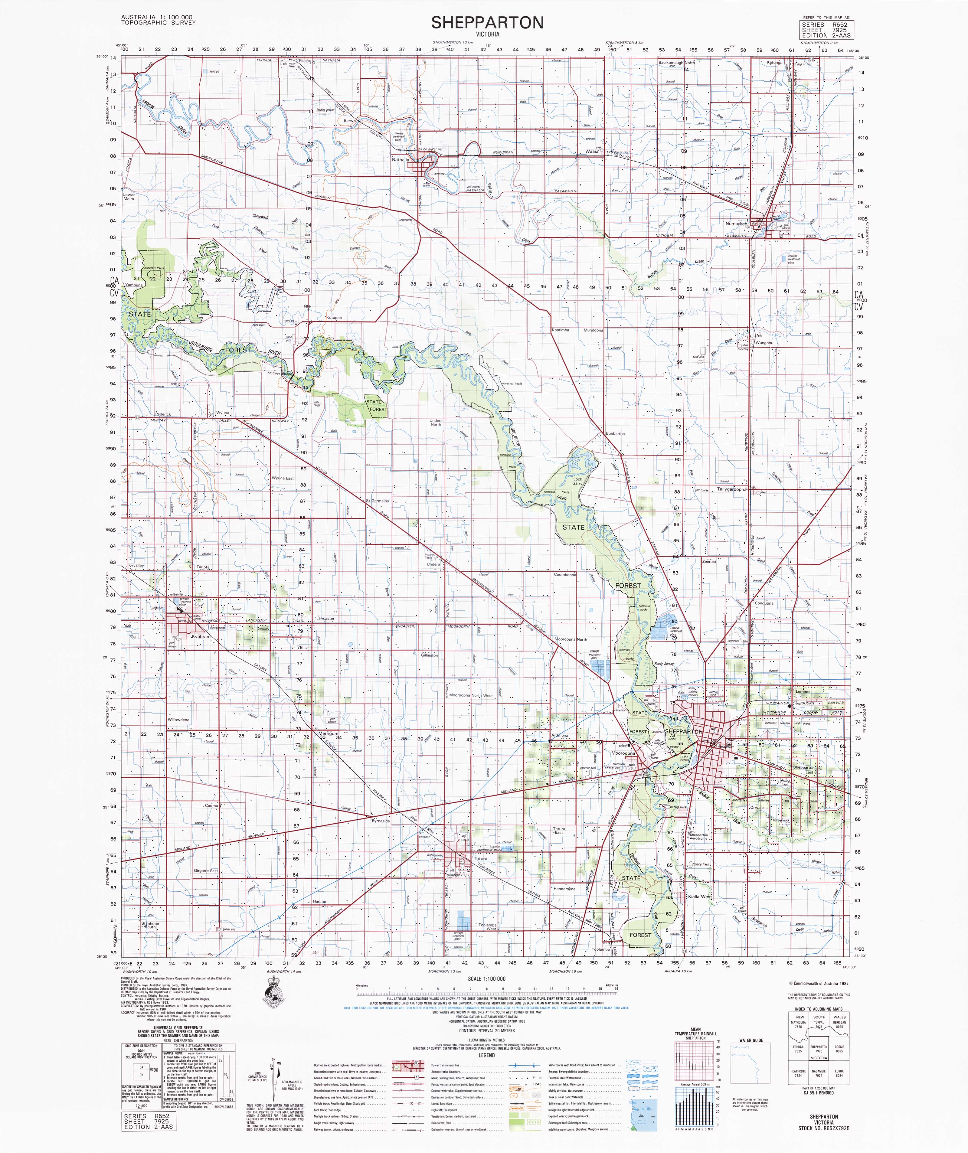 Shepparton Postcode 7925 Shepparton 1:100k Topographic Map | Mapworld