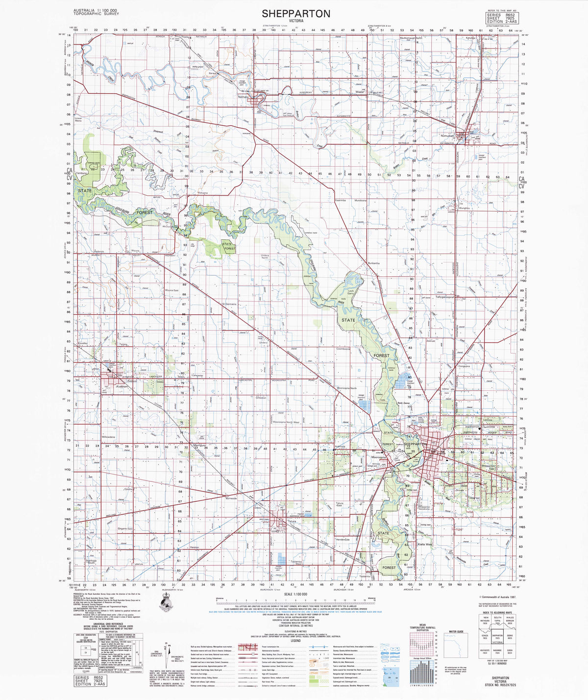 7925 Shepparton 1:100k Topographic Map | Mapworld