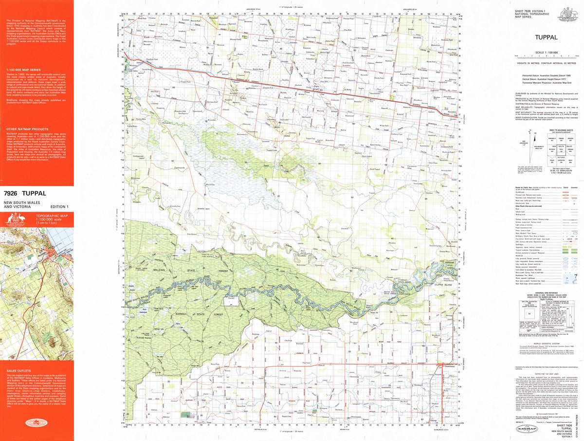 7926 Tuppal 1:100k Topographic Map | Mapworld