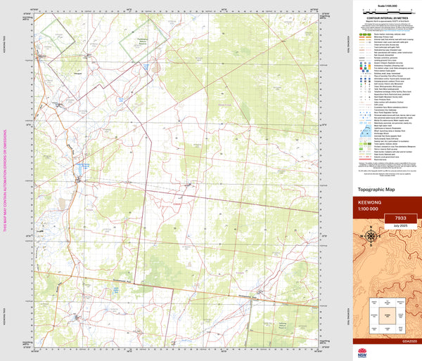 Keewong 7933 Topographic Map 1:100k