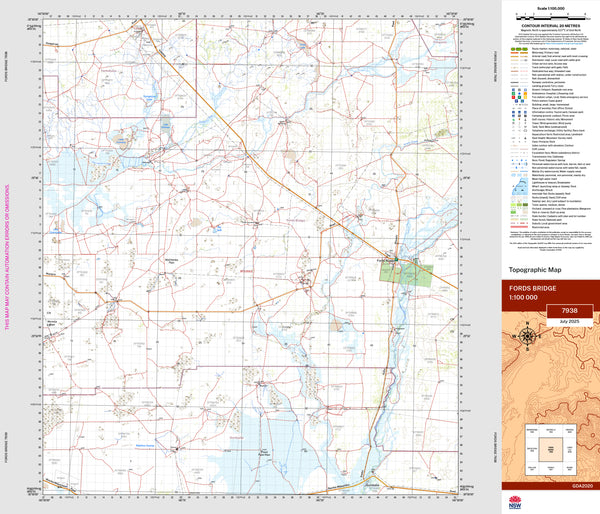 Fords Bridge 7938 Topographic Map 1:100k