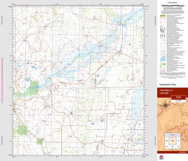 Yantabulla 7939 Topographic Map 1:100k | Mapworld