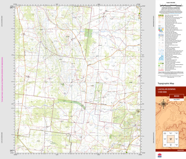 Lachlan Downs 8033 Topographic Map 1:100k | Mapworld
