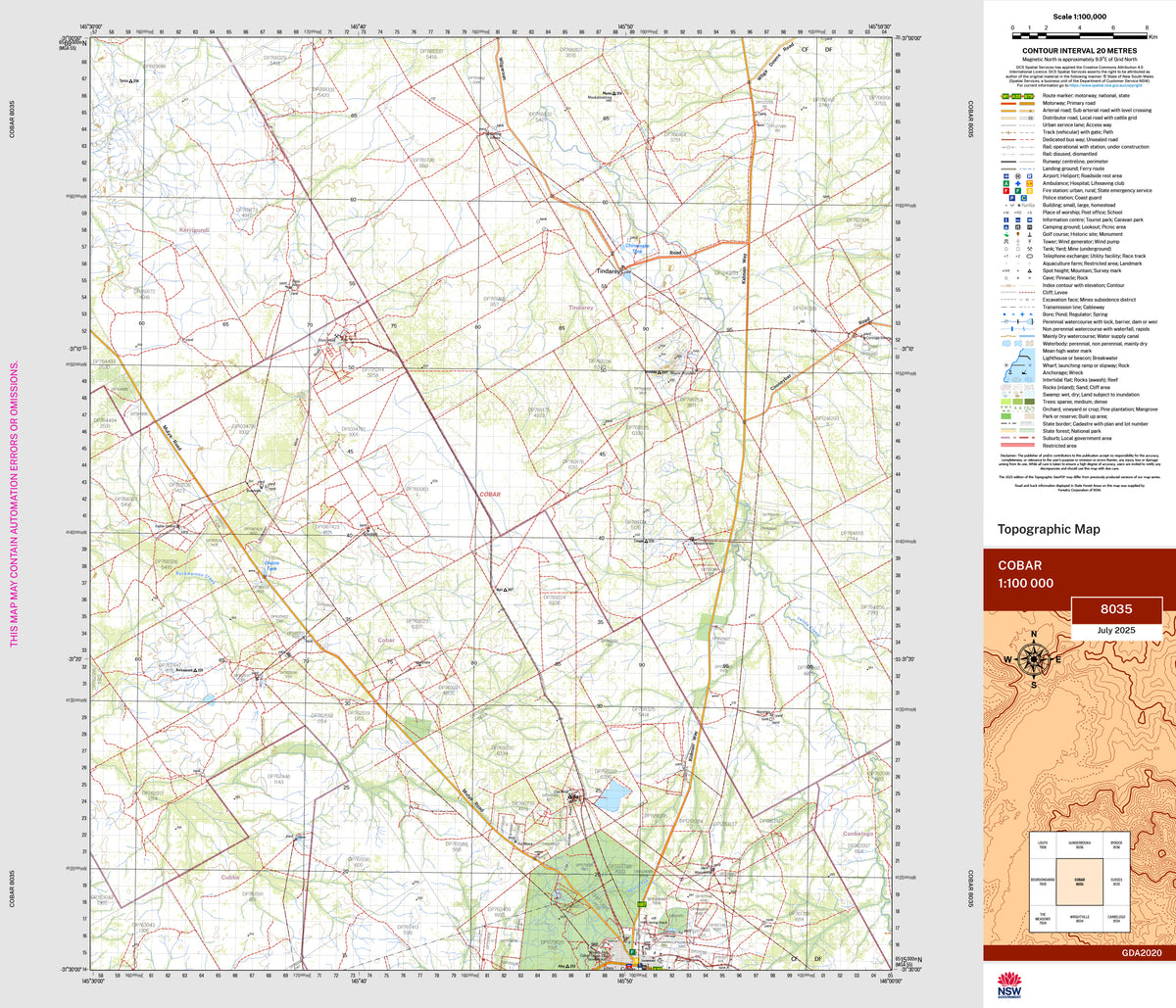 Cobar 8035 Topographic Map 1:100k | Mapworld