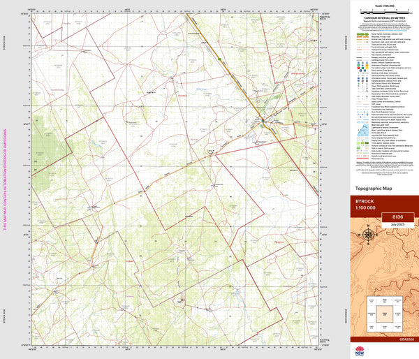 Byrock 8136 Topographic Map 1:100k