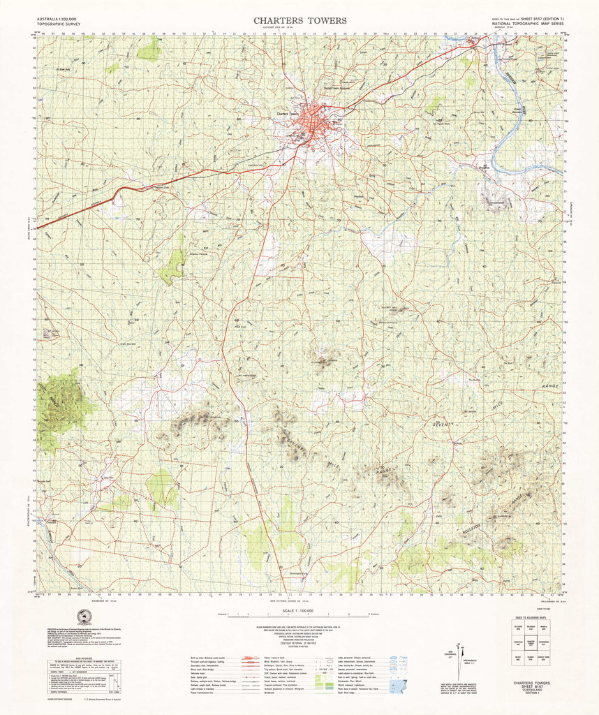8157 Charters Towers 1:100k Topographic Map | Mapworld