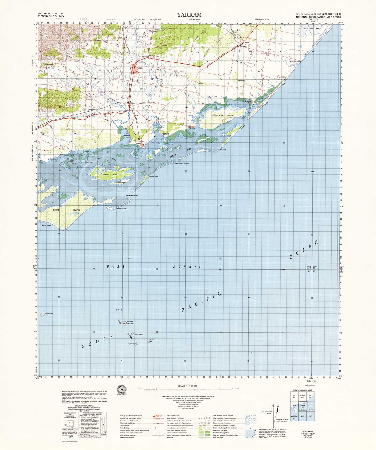 8220 Yarram 1:100k Topographic Map | Mapworld