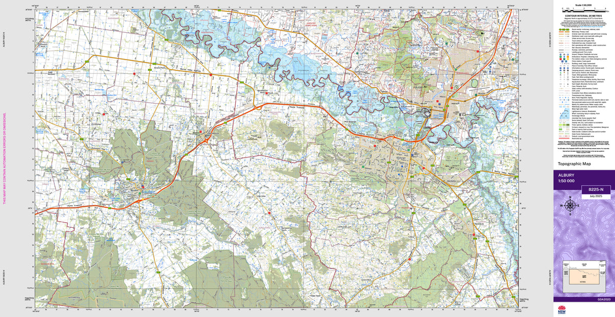Albury 8225-N Topographic Map 1:50k | Mapworld
