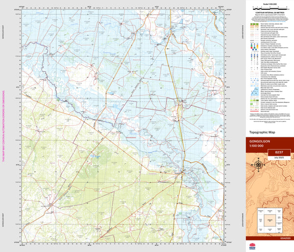 Gongolgon 8237 Topographic Map 1:100k | Mapworld
