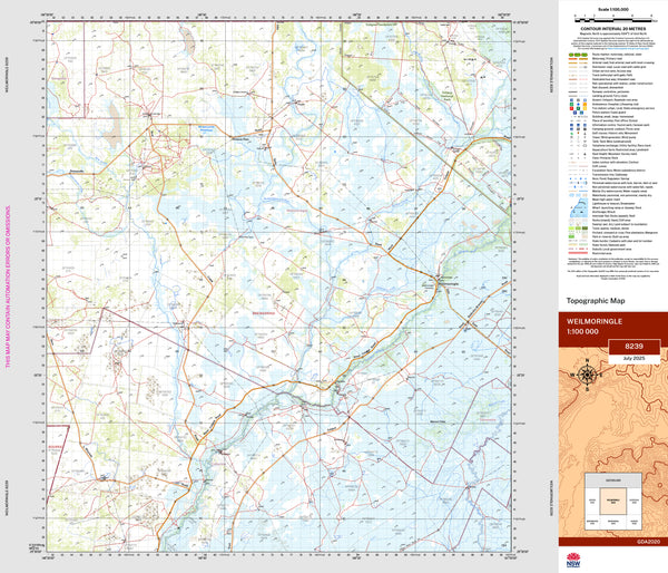 Weilmoringle 8239 Topographic Map 1:100k | Mapworld