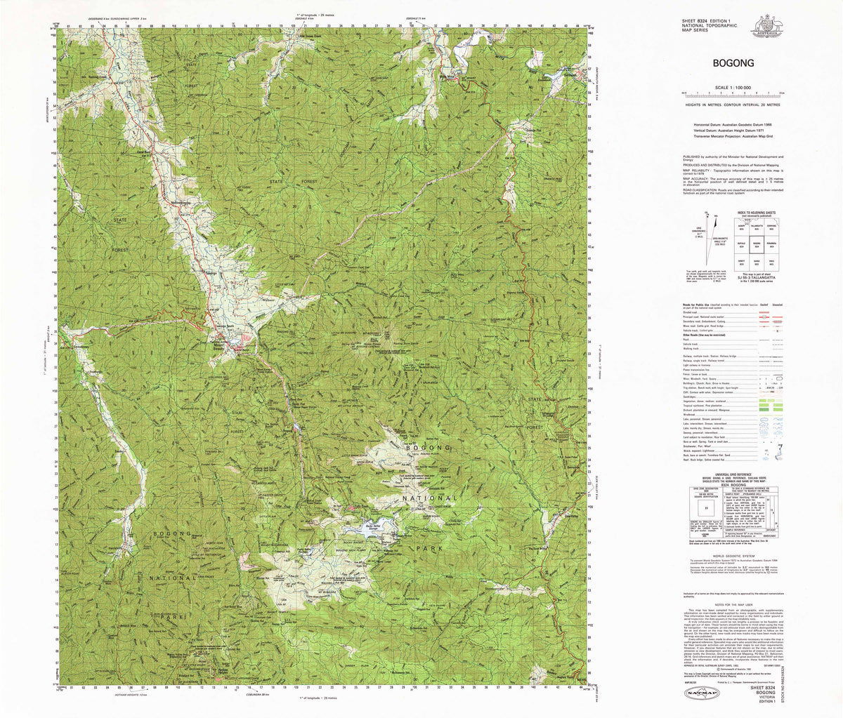 8324 Bogong 1:100k Topographic Map | Mapworld