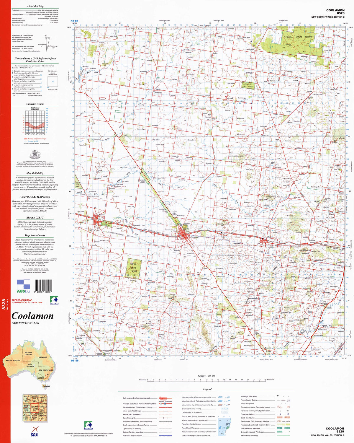 Calmon Maps 8328 Coolamon 1:100k Topographic Map | Mapworld
