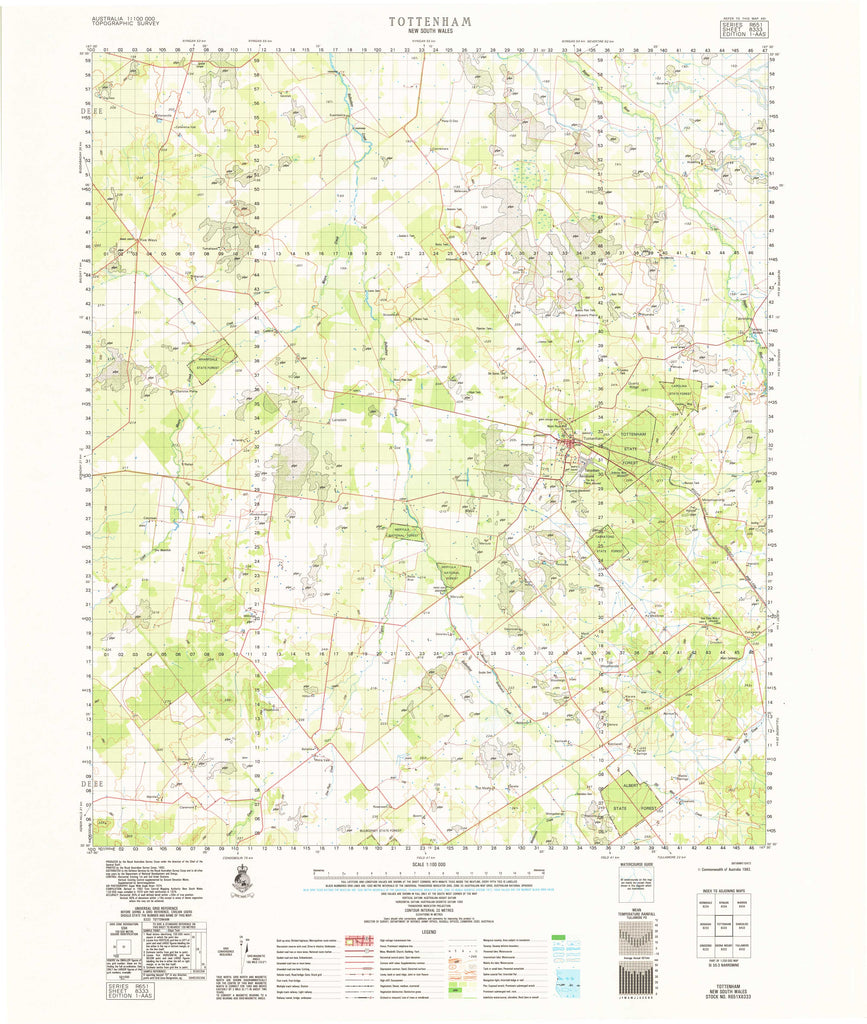 8333 Tottenham 1:100k Topographic Map | Mapworld
