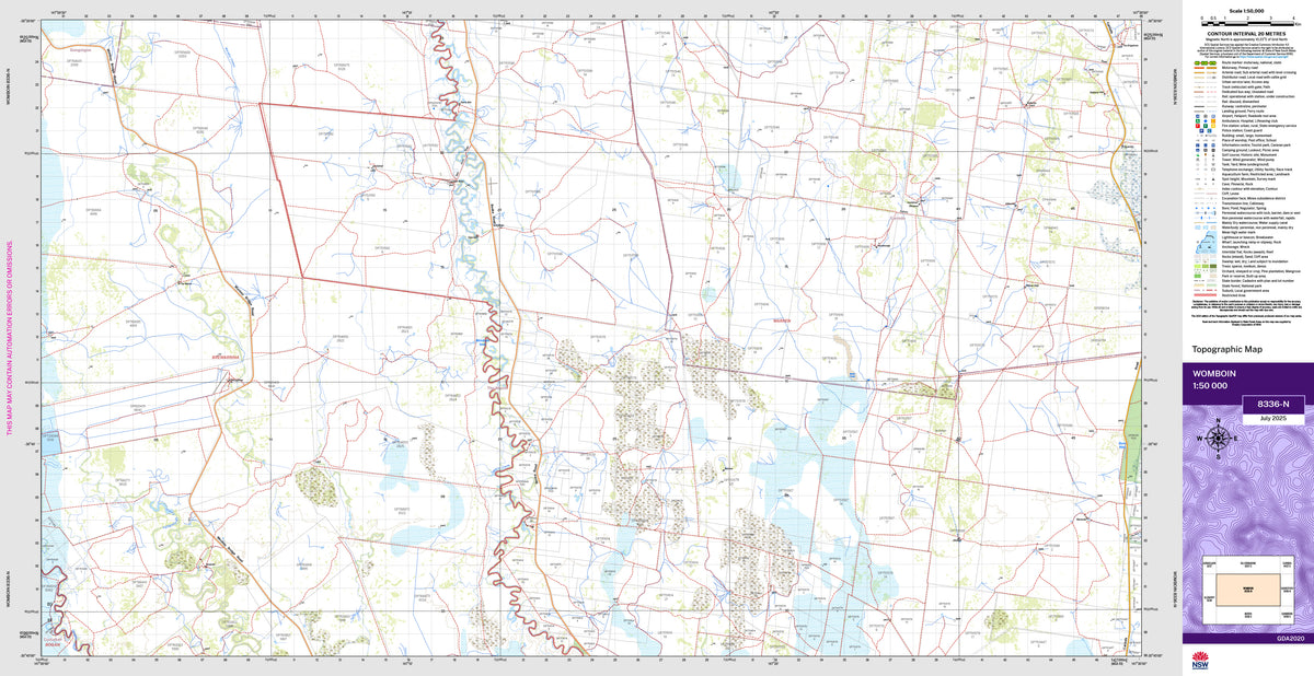 Womboin 8336-N Topographic Map 1:50k | Mapworld